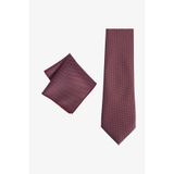 ALTINYILDIZ CLASSICS Erkek Bordo-Gri Desenli Kravat-Mendil Set