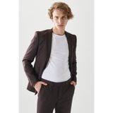ALTINYILDIZ CLASSICS Erkek Bordo-Gri Ekstra Slim Fit Dar Kesim Mono Yaka Su ve Leke Tutmayan Nano Takım Elbise - 48 - 6 Drop - Bordo - Gri