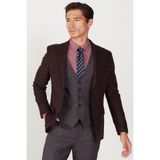 Altınyıldız Classics Erkek Bordo-gri Yünlü Slim Fit Dar Kesim Mono Yaka Desenli Yelekli Takım Elbise - Bordo - Gri - 6 Drop - 50