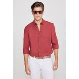 Altınyıldız Classics Erkek Bordo Kolay Ütülenebilen %100 Pamuk Nefes Alabilen Terletmez Slim Fit Gömlek