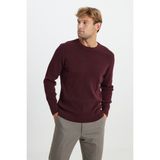 Altınyıldız Classics Erkek Bordo Pamuklu Standart Fit Normal Kesim Bisiklet Yaka Petek Dokulu Triko Kazak - 2XL