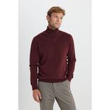 Altınyıldız Classics Erkek Bordo Pamuklu Standart Fit Normal Kesim Tam Balıkçı Yaka Jakarlı Triko Kazak - XL