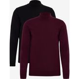 Altınyıldız Classics Erkek Bordo-Siyah 2'li Paket Standart Fit Normal Kesim Yarım Balıkçı Yaka Basic Triko Kazak - Bordo Siyah - 3XL