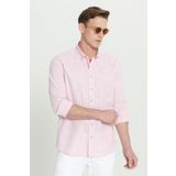 ALTINYILDIZ CLASSICS Erkek Bordo Slim Fit Dar Kesim Düğmeli Yaka Keten Görünümlü %100 Pamuk Flamlı Gömlek Bordo, S