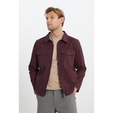 Altınyıldız Classics Erkek Bordo Standart Fit Normal Kesim Pamuklu Yan Cep Gömlek Ceket - 2XL