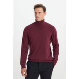 ALTINYILDIZ CLASSICS Erkek Bordo Standart Fit Normal Kesim Tam Balıkçı Yaka Pamuklu Triko Kazak