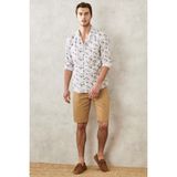 Altınyıldız Classics Erkek Camel Slim Fit Dar Kesim Armürlü %100 Pamuk Casual Chino Şort - 48