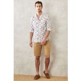 Altınyıldız Classics Erkek Camel Slim Fit Dar Kesim Armürlü %100 Pamuk Casual Chino Şort