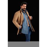 ALTINYILDIZ CLASSICS Erkek Camel Standart Fit Normal Kesim Mono Yaka Yünlü Palto - 56 - Deve Tüyü