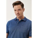 Altınyıldız Classics Erkek Çekmeyen Pamuklu Kumaş Comfort Fit Rahat Kesim Laci-indigo Kıvrılmaz Polo Yaka Cepli Tişört - 5XL - Lacivert - İndigo