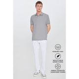 Altınyıldız Classics Erkek Çekmeyen Pamuklu Kumaş Regular Fit Rahat Kesim Gri Kıvrılmaz Polo Yaka Cepli Tişört