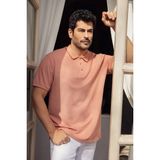 Altınyıldız Classics Erkek Çekmeyen Pamuklu Kumaş Regular Fit Rahat Kesim Kiremit-bej Kıvrılmaz Polo Yaka Cepli Tişört - Bej - Kiremit