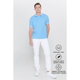 Altınyıldız Classics Erkek Çekmeyen Pamuklu Kumaş Regular Fit Rahat Kesim Mavi Kıvrılmaz Polo Yaka Cepli Tişört - XL
