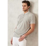 Altınyıldız Classics Erkek Çekmeyen Pamuklu Kumaş Slim Fit Dar Kesim Gri Kıvrılmaz Polo Yaka Tişört