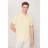 Altınyıldız Classics Erkek Çekmeyen Pamuklu Kumaş Slim Fit Dar Kesim Sarı-Beyaz Kıvrılmaz Polo Yaka Tişört - XXL - Sarı - Beyaz