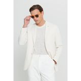 ALTINYILDIZ CLASSICS Erkek Ekru 360 Her Yöne Esneyen Pamuklu Esnek Slim Fit Dar Kesim Mono Yaka Armürlü Blazer Ceket
