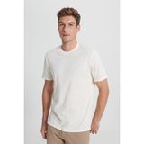 Altınyıldız Classics Erkek Ekru Comfort Fit Rahat Kesim %100 Pamuk Bisiklet Yaka Tişört - 3XL