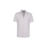 ALTINYILDIZ CLASSICS Erkek Ekru-Mavi Slim Fit Dar Kesim%100 Pamuk Kuba Yaka Çizgili Gömlek, EKRU MAVI, S
