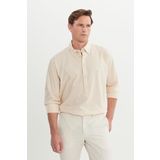 ALTINYILDIZ CLASSICS Erkek Ekru Oversize Bol Kesim Düğmeli Yaka %100 Pamuk Gömlek