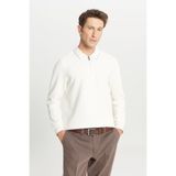 ALTINYILDIZ CLASSICS Erkek Ekru Pamuklu Slim Fit Dar Kesim Ottoman Desenli Esnek Polo Yaka Tişört
