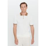 ALTINYILDIZ CLASSICS Erkek EKRU-TABA Standart Fit Normal Kesim Polo Yaka Jakarlı Triko Tişört