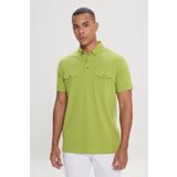 ALTINYILDIZ CLASSICS Erkek Fıstık Yeşil%100 Pamuk Slim Fit Dar Kesim Polo Yaka Tişört