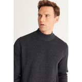 ALTINYILDIZ CLASSICS Erkek Füme Standart Fit Normal Kesim Yarım Balıkçı Yaka Pamuklu Triko Kazak - 2XL