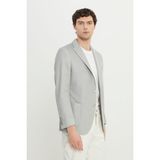 Altınyıldız Classics Erkek Gri 360 Her Yöne Esneyen Pamuklu Slim Fit Kırlangıç Yaka Armürlü Blazer Ceket - 46 / 6