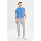 Altınyıldız Classics Erkek Gri Diz İzi Yapmayan 360 Derece Her Yöne Esneyen Slim Fit Diyagonal Desenli Esnek Pantolon - 56