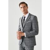 ALTINYILDIZ CLASSICS Erkek Gri Ekstra Slim Fit Dar Kesim Mono Yaka Kareli Takım Elbise - 46 - 6 Drop