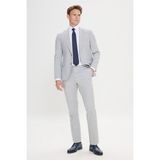 Altınyıldız Classics Erkek Gri-Lacivert Ekstra Slim Fit Kırlangıç Yaka Çizgili Takım Elbise - Gri - Lacivert - 6 Drop - 54