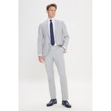ALTINYILDIZ CLASSICS Erkek Gri-Lacivert Ekstra Slim Fit Kırlangıç Yaka Çizgili Takım Elbise