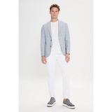 ALTINYILDIZ CLASSICS Erkek Gri-Mavi 360 Her Yöne Esneyen Slim Fit Dar Kesim Mono Yaka Desenli Blazer Ceket - Gri - Mavi - 48-6N