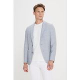 ALTINYILDIZ CLASSICS Erkek Gri-Mavi 360 Her Yöne Esneyen Slim Fit Dar Kesim Mono Yaka Desenli Blazer Ceket