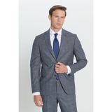 Altınyıldız Classics Erkek Gri-Mavi Slim Fit Dar Kesim Kareli Takım Elbise - 46 - Gri - Mavi - 6 Drop