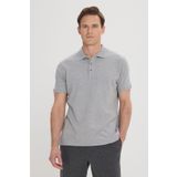 ALTINYILDIZ CLASSICS Erkek Gri Melanj %100 Pamuk Kıvrılmaz Pike Polo Yaka Slim Fit Dar Kesim Tişört