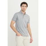 ALTINYILDIZ CLASSICS Erkek Gri Melanj %100 Pamuk Slim Fit Dar Kesim Polo Yaka Tişört