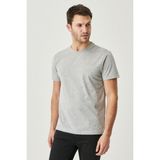 Altınyıldız Classics Erkek Gri Melanj Pamuklu Slim Fit Dar Kesim Bisiklet Yaka Tişört