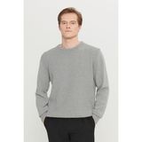 Altınyıldız Classics Erkek Gri Melanj Pamuklu Standart Fit Normal Kesim Bisiklet Yaka Jakarlı Triko Kazak - 2XL