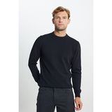 Altınyıldız Classics Erkek Gri Melanj Pamuklu Standart Fit Normal Kesim Bisiklet Yaka Jakarlı Triko Kazak