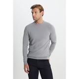 Altınyıldız Classics Erkek Gri Melanj Standart Fit Normal Kesim Bisiklet Yaka Armürlü Triko Kazak - XL