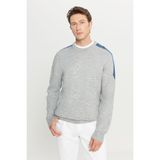 Altınyıldız Classics Erkek Gri Melanj Standart Fit Normal Kesim Bisiklet Yaka Jakarlı Triko Kazak - 3XL