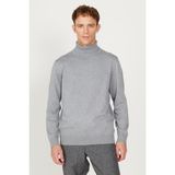 ALTINYILDIZ CLASSICS Erkek Gri Melanj Standart Fit Normal Kesim Tam Balıkçı Yaka Triko Kazak - 2XL