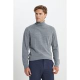 ALTINYILDIZ CLASSICS Erkek Gri Melanj Standart Fit Normal Kesim Tüylenme Yapmayan Tam Balıkçı Yaka Triko Kazak,2XL