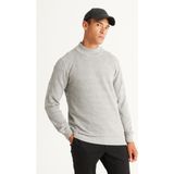 Altınyıldız Classics Erkek Gri Melanj Standart Fit Normal Kesim Yarım Balıkçı Yaka Pamuklu Jakarlı Triko Kazak - 2XL
