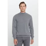 ALTINYILDIZ CLASSICS Erkek Gri Melanj Standart Fit Normal Kesim Yarım Balıkçı Yaka Pamuklu Triko Kazak,3XL