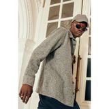 Altınyıldız Classics Erkek Gri Oversize Geniş Kesim Klasik Yaka Yünlü Kırçıl Desenli Flanel Kışlık Gömlek Ceket