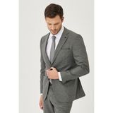 ALTINYILDIZ CLASSICS Erkek Gri-Siyah Slim Fit Dar Kesim Desenli Yünlü Takım Elbise - 46 - 6 Drop - Siyah - Gri