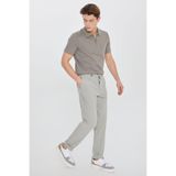 ALTINYILDIZ CLASSICS Erkek Gri Slim Fit Beli Bağlamalı Gofre Desenli Yan Cep Casual Pantolon