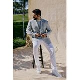 Altınyıldız Classics Erkek Gri Slim Fit Dar Kesim Kırlangıç Yaka Armürlü Kapak Cepli Kruvaze Ceket - 46 - 6